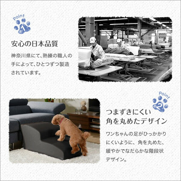 日本製ドッグステップPVCレザー、犬用階段2段タイプ【lonis-レーニス-】 レッド (代引不可)