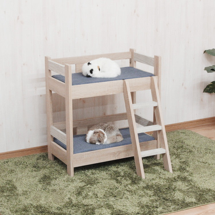 ペット用 猫 犬 ハシゴ付き 2段ベッド 木製 ペットベッド ツートン かわいい すのこベッド かわいい 可愛い ペット 家具 ペット用家具 おしゃれ(代引不可)
