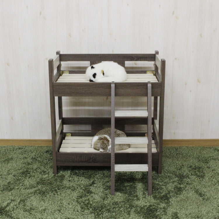 ペット用 猫 犬 ハシゴ付き 2段ベッド 木製 ペットベッド ツートン かわいい すのこベッド かわいい 可愛い ペット 家具 ペット用家具 おしゃれ(代引不可)