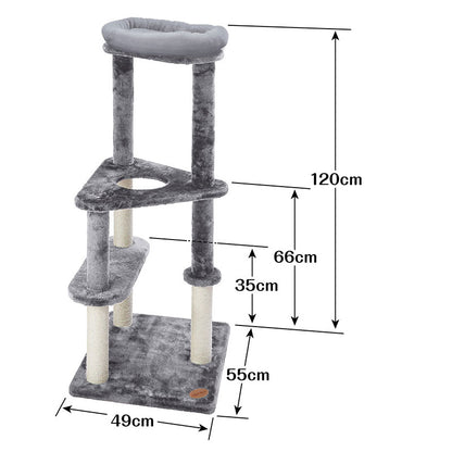 アドメイト ねこまどヴィラキャットポール ゆったりベッド キャットタワー 猫 ネコ 猫タワー 高さ120cm 爪とぎ ベッド付 ペットベッド