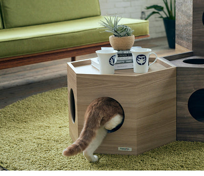 フランスペット ペットハウス へキサ ウォルナット PE03 1個 重ねて使える ペットハウス キャットタワー ペット家具 フランスベッド(代引不可)